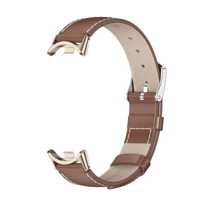For Xiaomi Smart Band 10 / 9 / 8 Genuine Leather Watch Band(Brown Light Gold) - Image 2