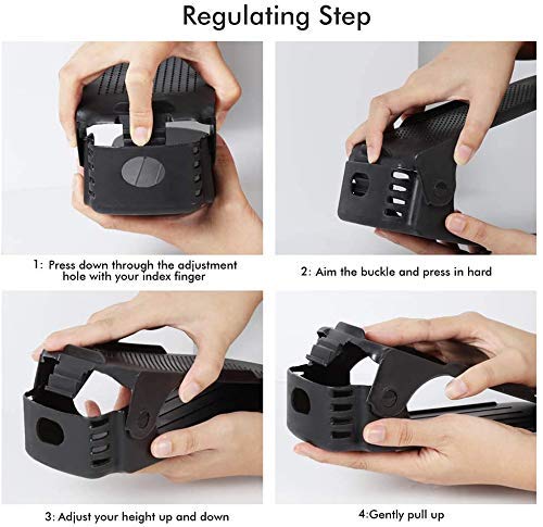 AMULAKH AMULAKH Shoe Holder Plastic Double Deck Space Saving Rack Stand for Closet Organization Folding Slots Adjustable Organizer for Sandals Slipper Heels Flip Flops Pack of 6 - Image 3
