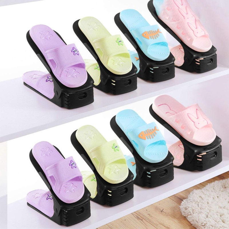 AMULAKH AMULAKH Shoe Holder Plastic Double Deck Space Saving Rack Stand for Closet Organization Folding Slots Adjustable Organizer for Sandals Slipper Heels Flip Flops Pack of 6 - Image 4