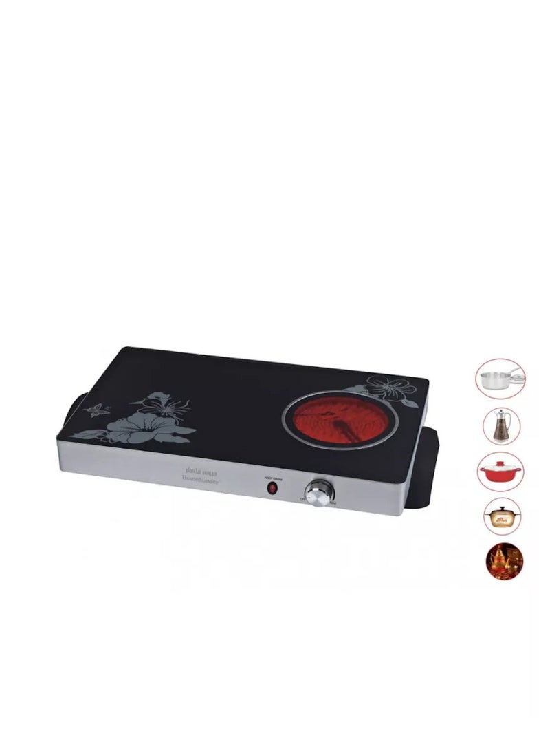 Home Master HM-125 Electric Hot Plate – 1040W Power, Heat-Resistant Glass Surface with Elegant Pattern – Fast and Safe Electric Cooker, Ideal for Cooking and Heating - Image 1