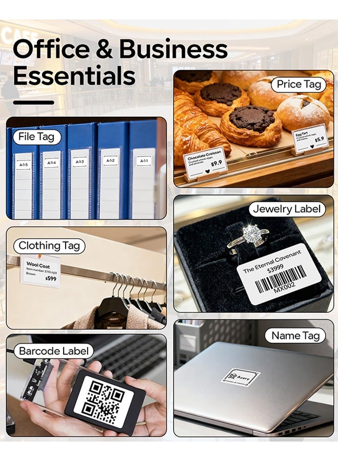 فوميمو تسميات مربع سلسلة [6x240 جهاز كمبيوتر شخصي]، 1.57 '' x1.18 '' (40x30mm) M110 M100 M220 M22 M12 M200 تسميات، أبيض، 230 تسميات / لفة، 6 لفات، متعددة الأغراض اللاصق تسميات فوميمو الحرارية - Image 5