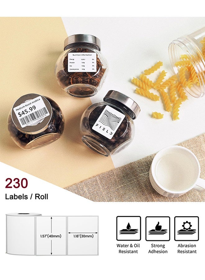 فوميمو تسميات مربع سلسلة [6x240 جهاز كمبيوتر شخصي]، 1.57 '' x1.18 '' (40x30mm) M110 M100 M220 M22 M12 M200 تسميات، أبيض، 230 تسميات / لفة، 6 لفات، متعددة الأغراض اللاصق تسميات فوميمو الحرارية - Image 4