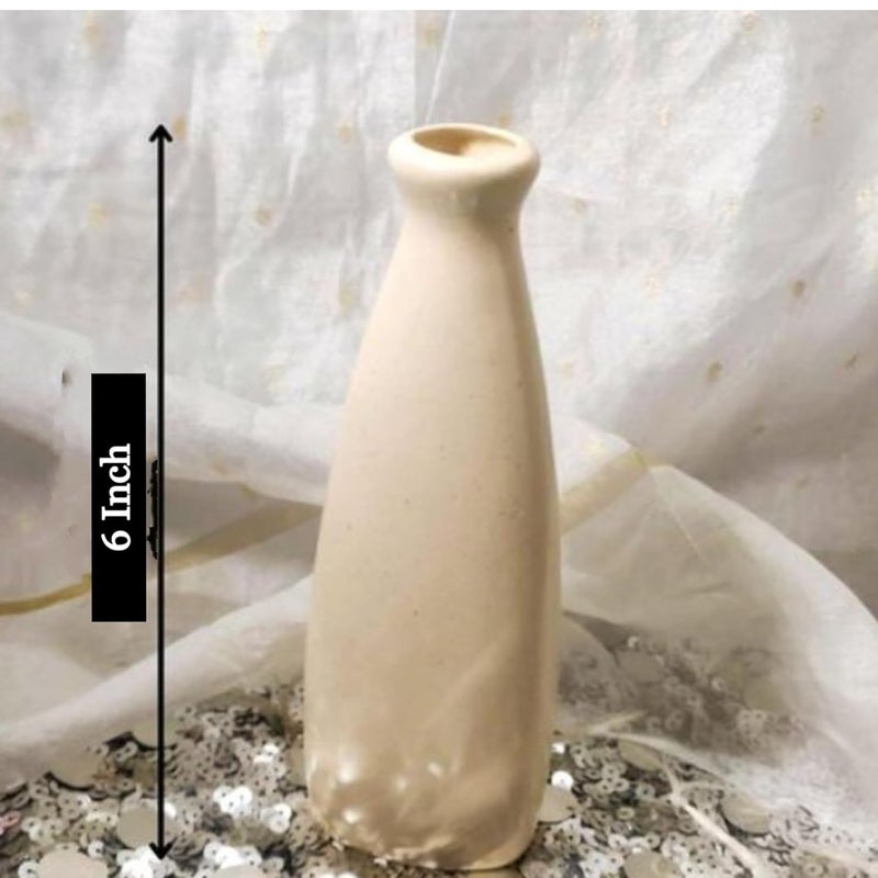 PulGos White Ceramic Flower Vase Stylish Bottle Shape Design Ideal for Office and Living Room Centerpieces Elegant Pot for Modern Home Decor Perfect for Any Table Sleek and Modern Flower Vase - Image 5