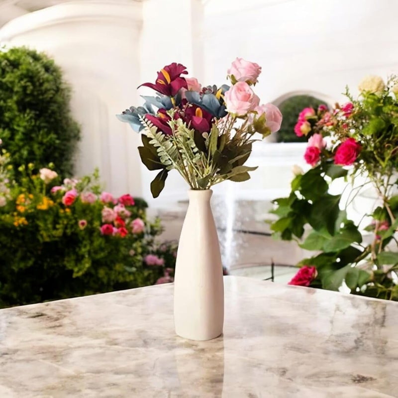 PulGos White Ceramic Flower Vase Stylish Bottle Shape Design Ideal for Office and Living Room Centerpieces Elegant Pot for Modern Home Decor Perfect for Any Table Sleek and Modern Flower Vase - Image 2