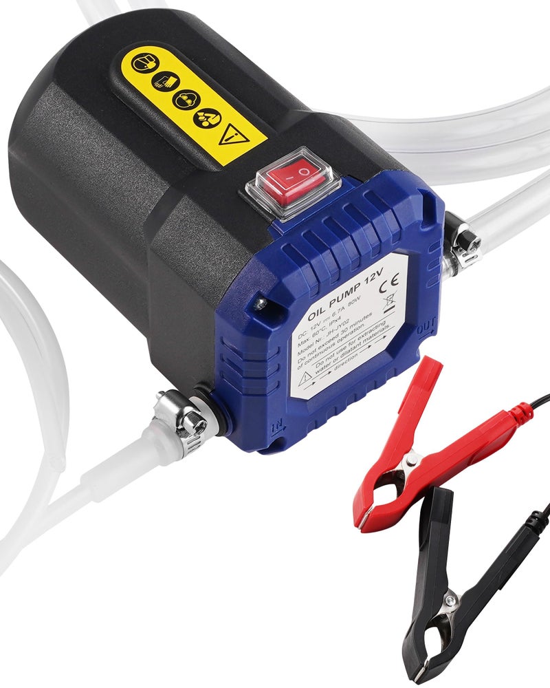 FAITIO Oil Extractor Pump 12V 80W, Upgraded Electric Engine Oil Pump w/ Auto Overload, Oil Change Pump for Motor Oil, Gear Oil, Transmission Fluid, Lube, Fluid Transfer Pump for Car, Mower, Marine, Blue - Image 1