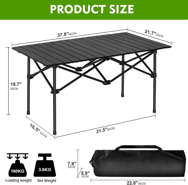 UREVO Outdoor Camping Folding Table，Lightweight Folding Table with Aluminum Table Top and Carry Bag, Easy to Carry, Perfect for Outdoor, Picnic, Cooking, Beach, Hiking, Fishing - Image 2
