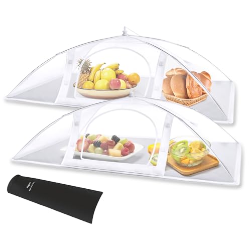 Anpro Anpro Mesh Food Cover Set  2 Extra Large 40in X 24 In Food Covers for Outdoors Mesh ScreenPopUp Mesh Food Covers Tent Umbrella for OutdoorsReusable Collapsible Food TentswBottom Cloth 