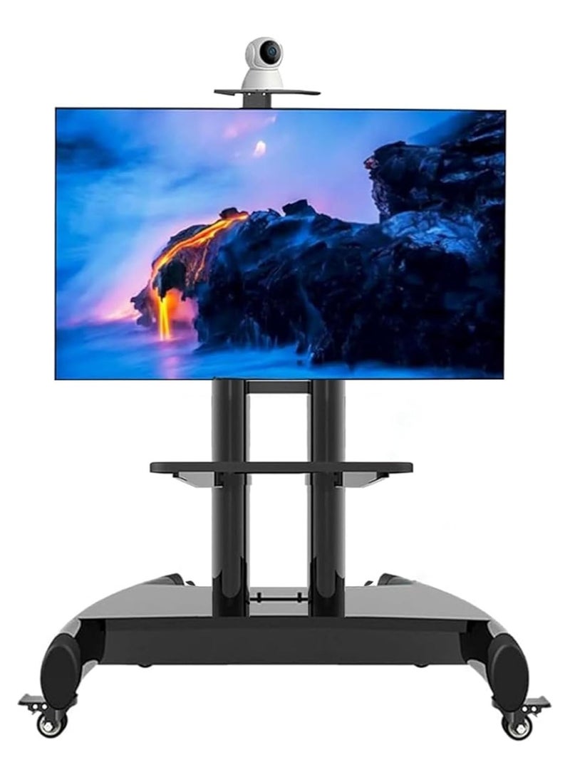 GUDOO TV Stand with Wheels, TV Table, mobile TV Floor Stand, Suitable 32-75Inch LED Flat/Curved TV Stands Rolling cart with wheels, Swivel and Height Adjustable - Image 1