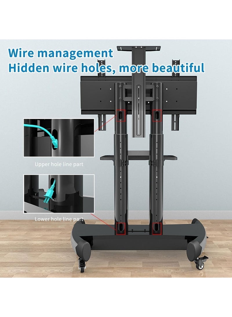 GUDOO TV Stand with Wheels, TV Table, mobile TV Floor Stand, Suitable 32-75Inch LED Flat/Curved TV Stands Rolling cart with wheels, Swivel and Height Adjustable - Image 2