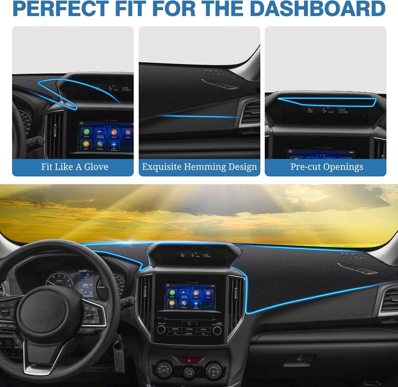 FIILINES Classic modern blend design Dash Cover for Subaru Forester 2019-2024 Dashboard Mat Dash Cover Sunshade Nonslip Mesh Protector Reduce Glare Black Reliable durability - Image 4