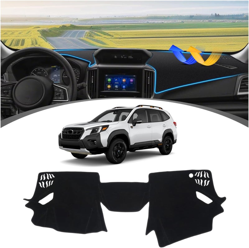 FIILINES Classic modern blend design Dash Cover for Subaru Forester 2019-2024 Dashboard Mat Dash Cover Sunshade Nonslip Mesh Protector Reduce Glare Black Reliable durability - Image 1