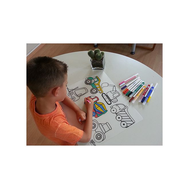 Funny Mat Monster Trucks Colorable Silicone Table Mat, Washable, 3 , L48xB33.5xH2cm, Dual-Sided Use - Image 4