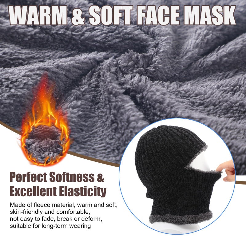 Jeere 2 Pcs Winter Ski Mask for Kids Face Cover Knitted Balaclava Ski Plush Mask for Boys Outdoor Sport Bike Cycling(Black and Brown) - Image 4