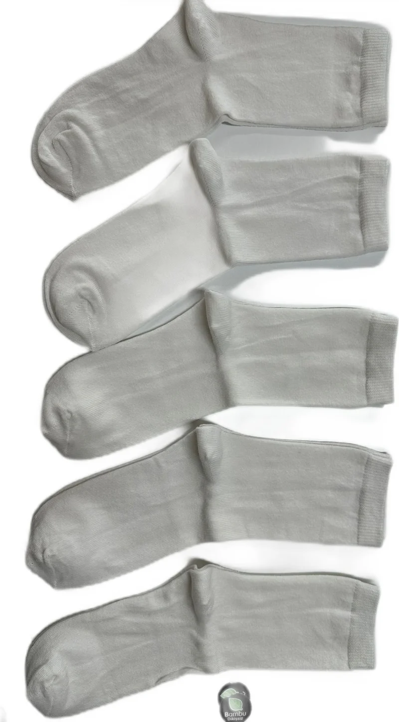 Ozzy Socks 5 Pairs White Colored Cotton Children's Long Sock Socks