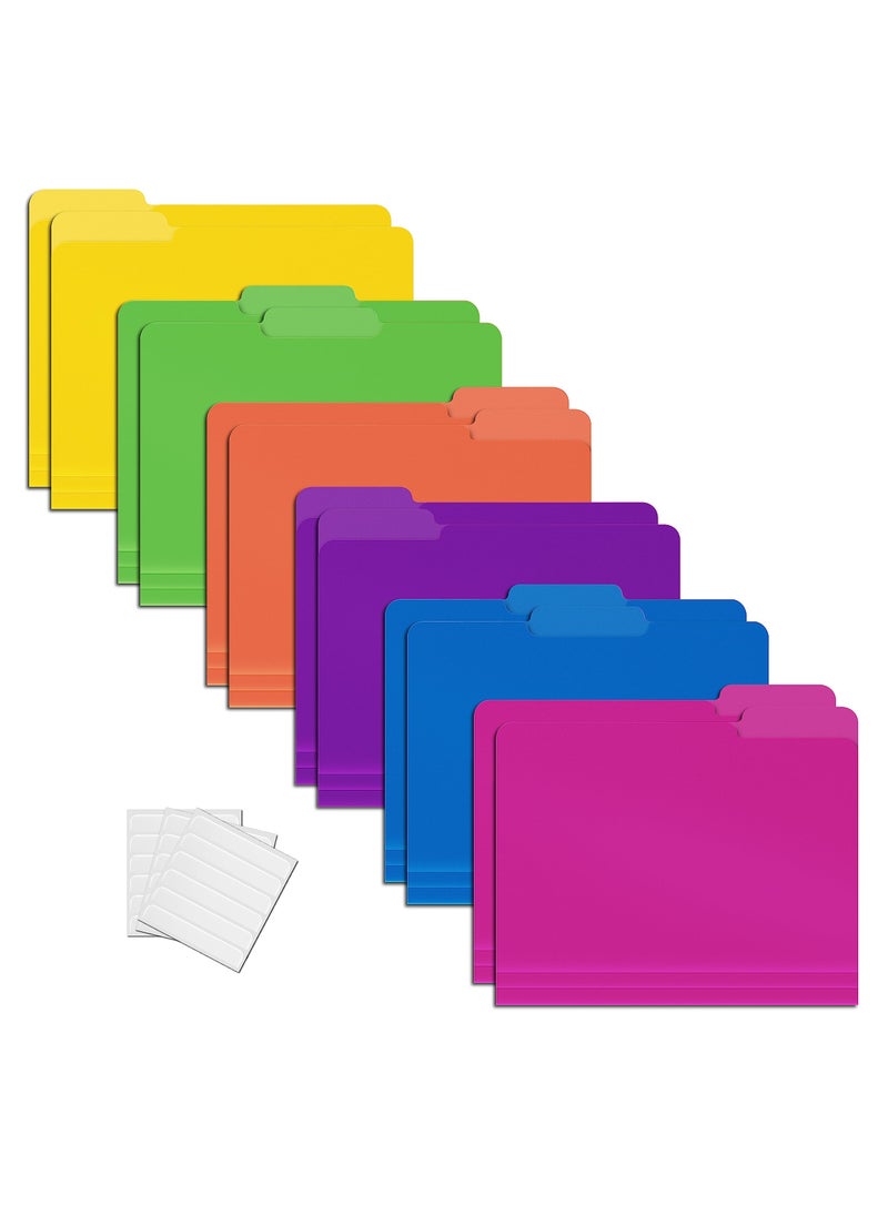 Better Office Products Better Office Products Heavyweight Poly File Folders, 1/3 Cut Tabs, 12 Pack, Assorted Colors, Letter Size, with Adhesive Labels,  - Image 1