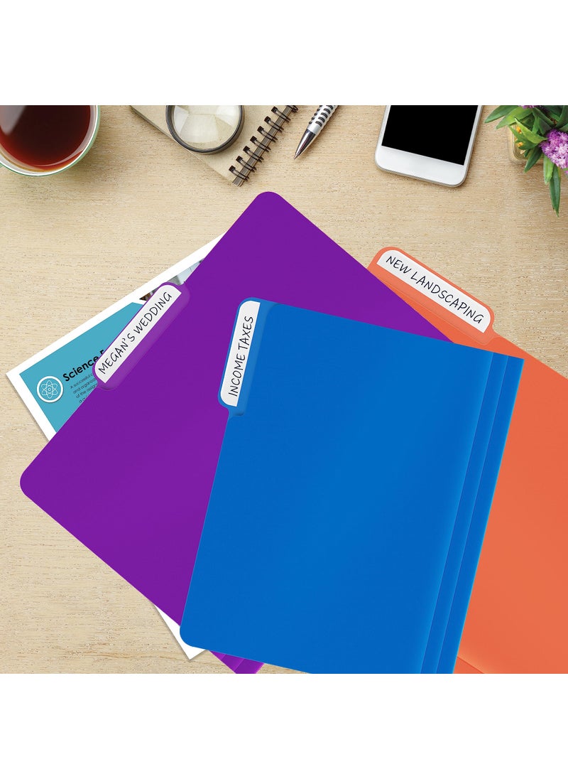 Better Office Products Better Office Products Heavyweight Poly File Folders, 1/3 Cut Tabs, 12 Pack, Assorted Colors, Letter Size, with Adhesive Labels,  - Image 5