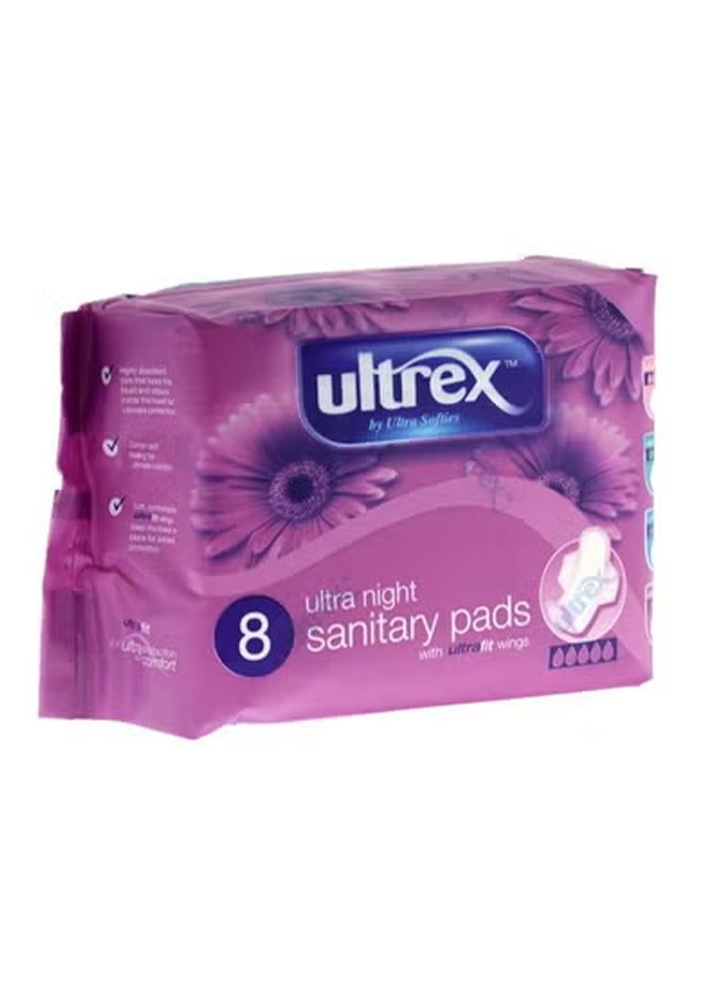 ultrex Maxi Thick Heavy Sanitary Pads With Wings Night Use 8 Pcs