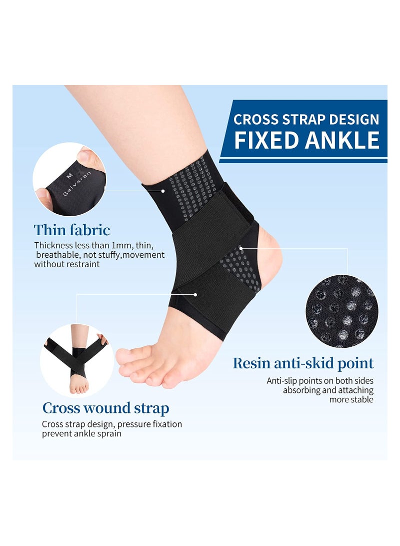 Ultra Thin Breathable Adjustable Compression Ankle Braces for Plantar Fasciitis and Sports Injury Recovery, Nonslip Support Straps for Ankle Sprain Rehabilitation (Black) - Image 5