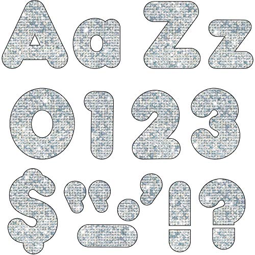 TREND ENTERPRISES Silver Sparkle 4" Casual Combo Ready Letters, 172 Pieces, T-79943 - Image 1