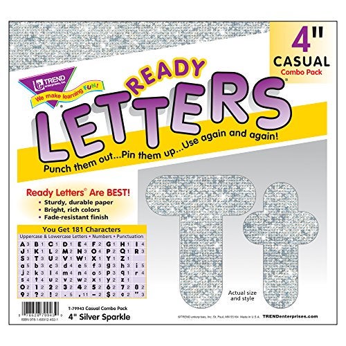 TREND ENTERPRISES Silver Sparkle 4" Casual Combo Ready Letters, 172 Pieces, T-79943 - Image 3