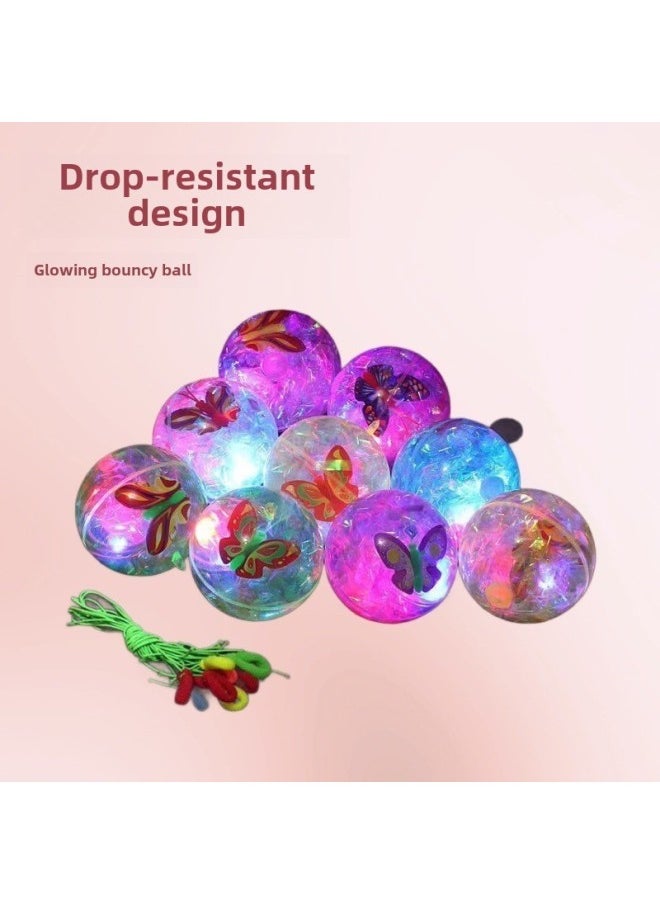 Flash Crystal Ball Luminous Elastic Ball Colorful Bounce Water Ball Flash Children's Toy Ball Stall Supply JT-Color:5.5CM Ordinary With Rope Luminous Elastic Ball Color Random Delivery