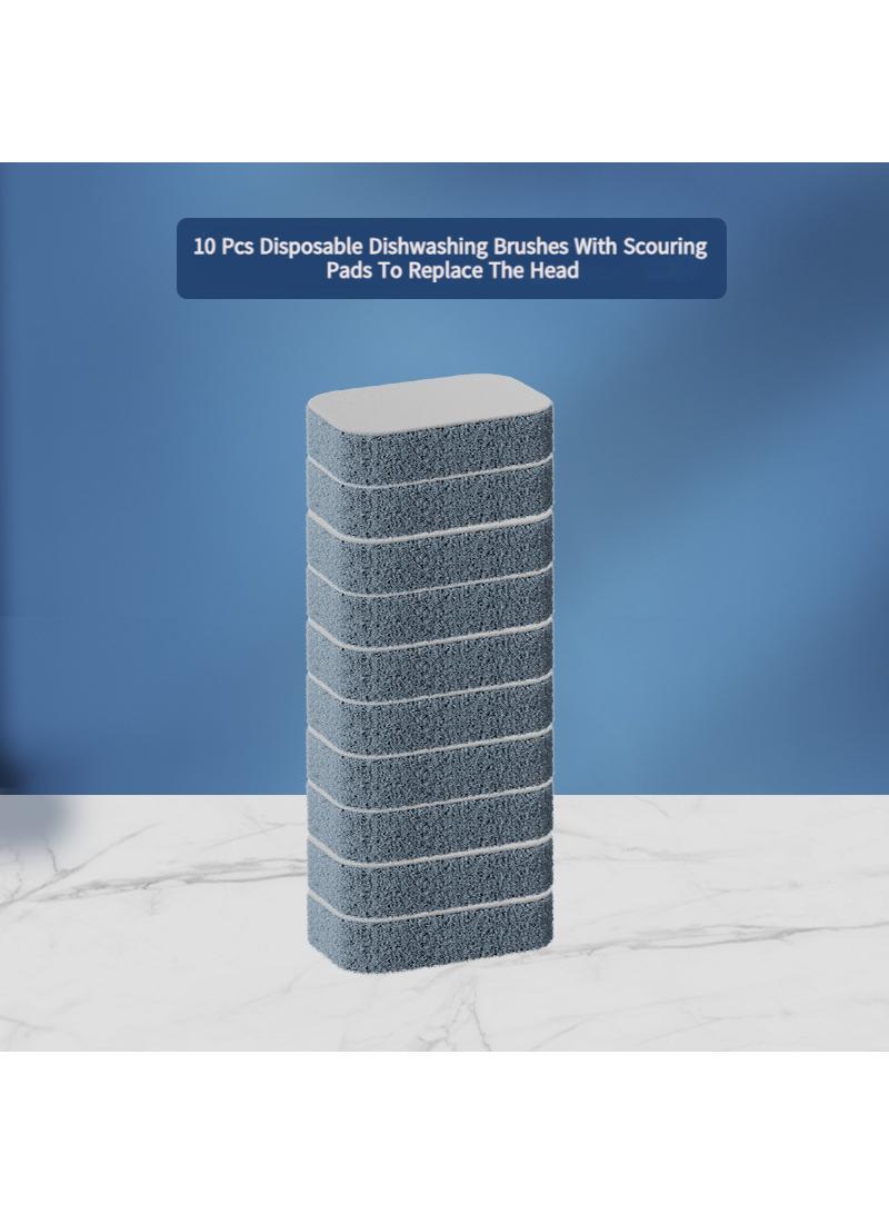 General 10 Pcs Disposable Dishwashing Brushes With Scouring Pads To Replace The Head  - Image 1