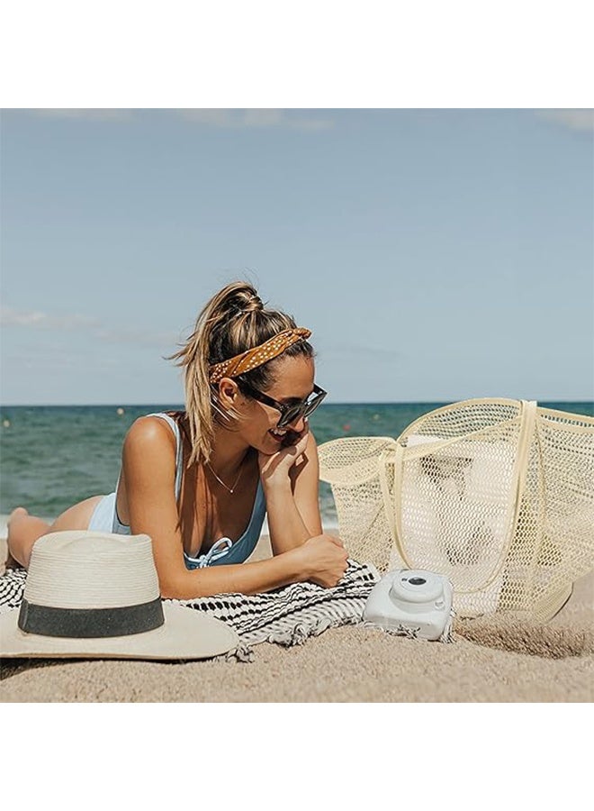 ليمون حقيبة توت شبكية من نايلون الشاطئ، حقيبة توت كاجوال نسائية قابلة للطي، بسعة 23 لترًا كحد أقصى، حقيبة كتف مثالية لرحلات الشاطئ والنزهات. - Image 3