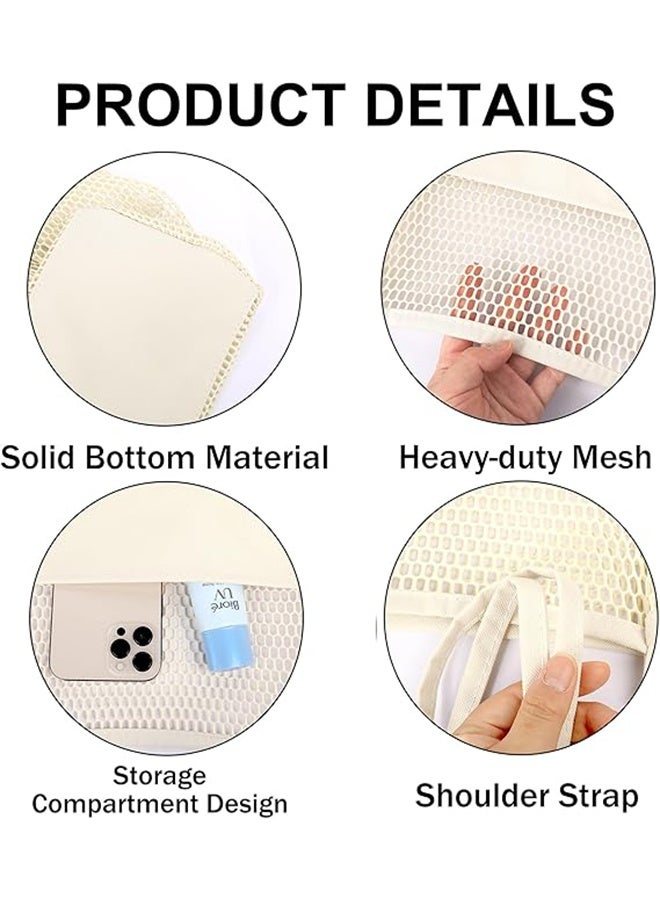 ليمون حقيبة توت شبكية من نايلون الشاطئ، حقيبة توت كاجوال نسائية قابلة للطي، بسعة 23 لترًا كحد أقصى، حقيبة كتف مثالية لرحلات الشاطئ والنزهات. - Image 2