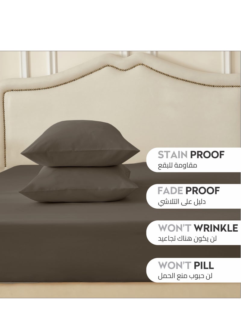 Bedding Fitted Sheet - Fits 120x200 Cm Bed For Twin Bed 2 Pcs (1 Fitted Sheet and 1 Pillowcase) - 30 Cm Deep Pocket - Solid Bed Sheet