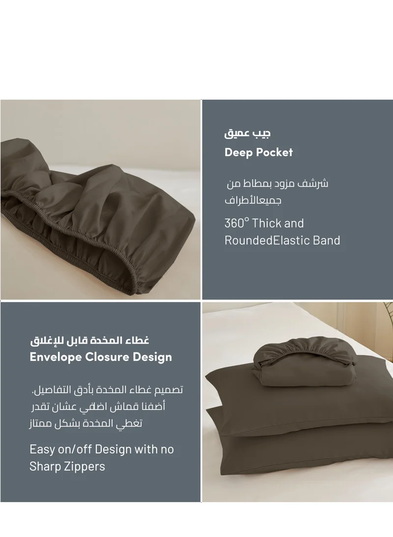 Donetella Bedding Fitted Sheet - Fits 120x200 Cm Bed For Twin Bed 2 Pcs (1 Fitted Sheet and 1 Pillowcase) - 30 Cm Deep Pocket - Solid Bed Sheet