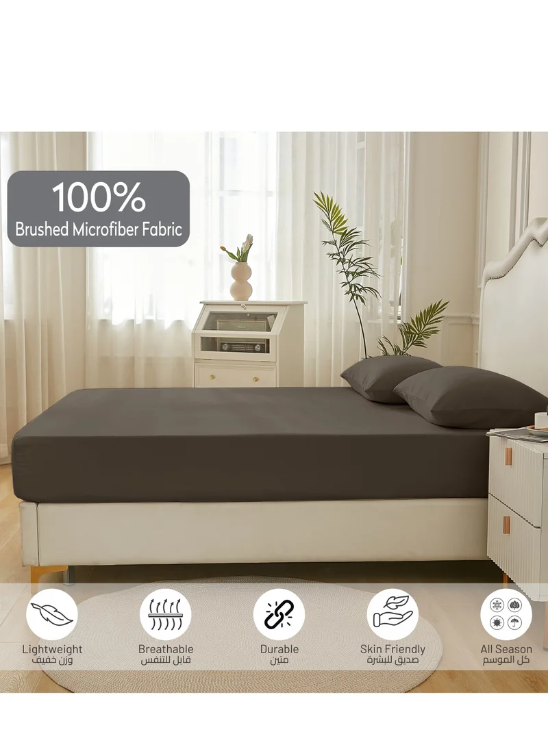 Donetella Bedding Fitted Sheet - Fits 120x200 Cm Bed For Twin Bed 2 Pcs (1 Fitted Sheet and 1 Pillowcase) - 30 Cm Deep Pocket - Solid Bed Sheet