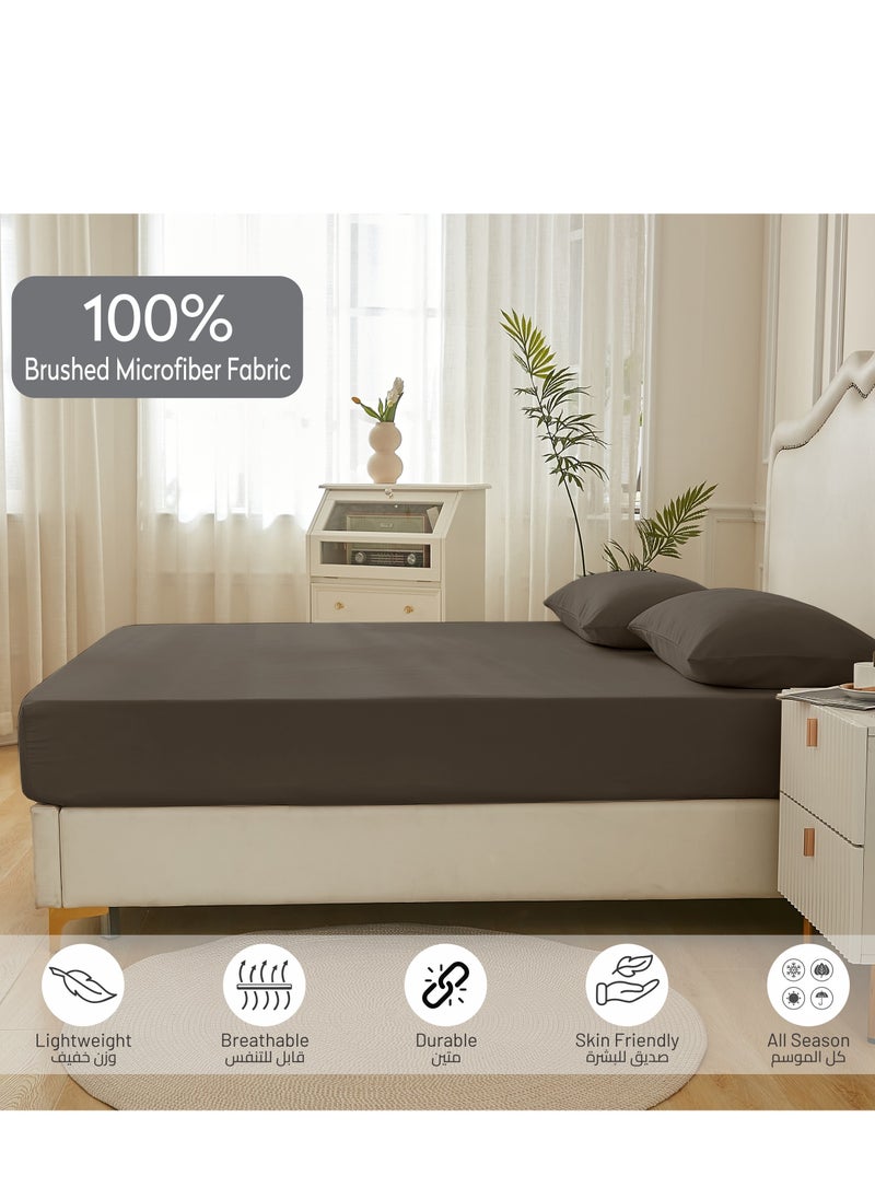 Bedding Fitted Sheet - Fits 120x200 Cm Bed For Twin Bed 2 Pcs (1 Fitted Sheet and 1 Pillowcase) - 30 Cm Deep Pocket - Solid Bed Sheet
