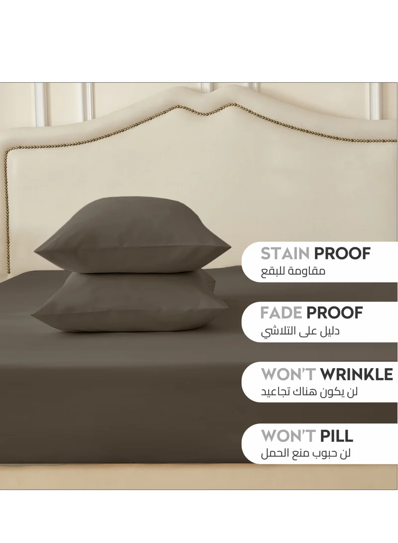 Donetella Bedding Fitted Sheet - Fits 120x200 Cm Bed For Twin Bed 2 Pcs (1 Fitted Sheet and 1 Pillowcase) - 30 Cm Deep Pocket - Solid Bed Sheet