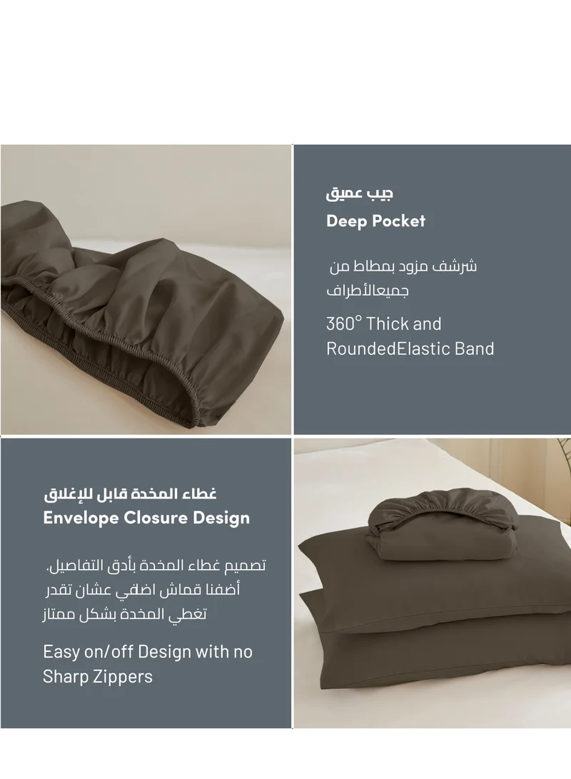 Donetella Bedding Fitted Sheet - Fits 120x200 Cm Bed For Twin Bed 2 Pcs (1 Fitted Sheet and 1 Pillowcase) - 30 Cm Deep Pocket - Solid Bed Sheet