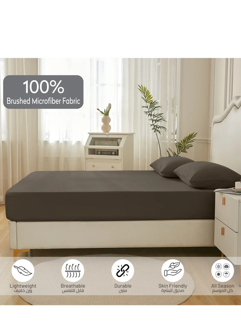 Donetella Bedding Fitted Sheet - Fits 120x200 Cm Bed For Twin Bed 2 Pcs (1 Fitted Sheet and 1 Pillowcase) - 30 Cm Deep Pocket - Solid Bed Sheet