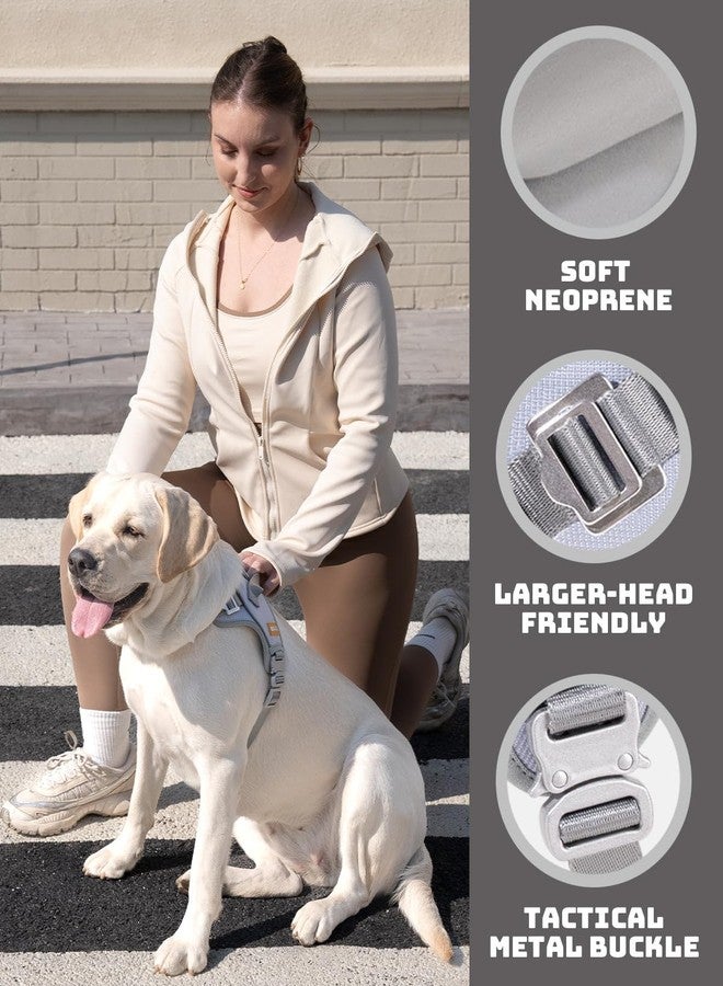 DF No Pull Step-in Martingale Dog Harness, Help Stop Pulling & Choking, Reflective & Adjustable, Front Clip Harness with Lift Handle, Tactical Silent Metal Buckle, Gray, 1", Front Chest 14.4"-18.0" - Image 3