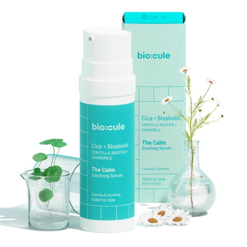 biocule The Calm Soothing Serum Cica  Bisabolol for Skin Soothing  Calming Enriched with Aloe Vera Cucumber  Green Tea Face Serum to Reduce Skin Inflammation  Redness Sensitive Skin 30ml - Image 1