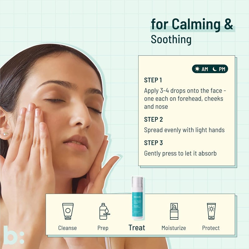 biocule The Calm Soothing Serum Cica  Bisabolol for Skin Soothing  Calming Enriched with Aloe Vera Cucumber  Green Tea Face Serum to Reduce Skin Inflammation  Redness Sensitive Skin 30ml - Image 5