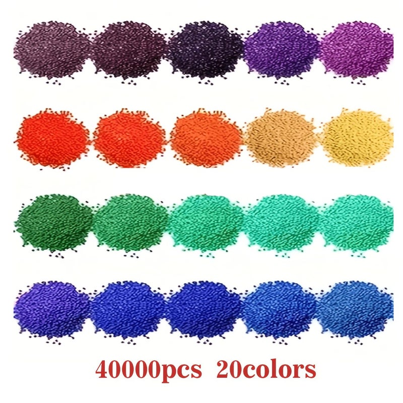 40000 قطعة من أحجار الرسم الماسي المستديرة، 20 لونًا، مواد حرفية للإبداع الفني - Image 1