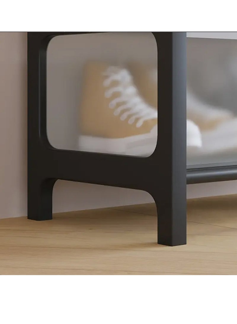 𝐅𝐅𝐃 3-Tier Dustproof Shoe Rack Organizer for Entryway – Heavy-Duty Alloy & Plastic Shoe Storage Shelf with Translucent Cover, Adjustable Layers, Moisture-Proof, Space-Saving, 80×32×63 cm - Image 3