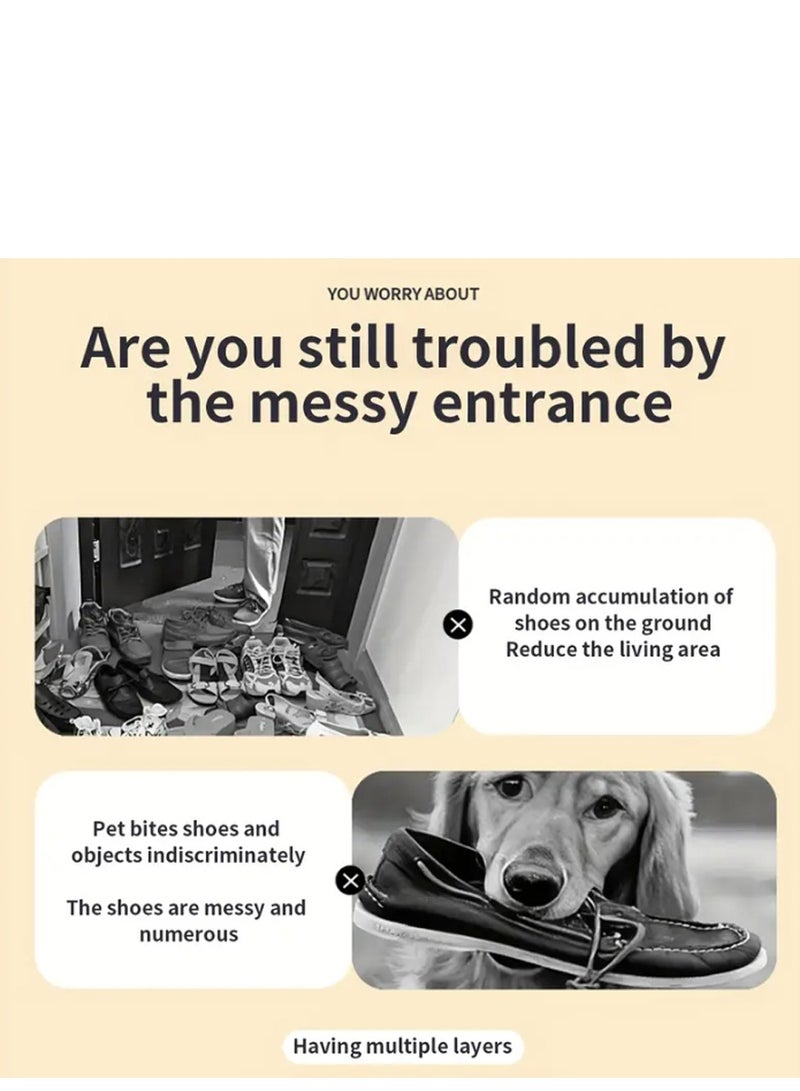 𝐅𝐅𝐃 3-Tier Dustproof Shoe Rack Organizer for Entryway – Heavy-Duty Alloy & Plastic Shoe Storage Shelf with Translucent Cover, Adjustable Layers, Moisture-Proof, Space-Saving, 80×32×63 cm - Image 5