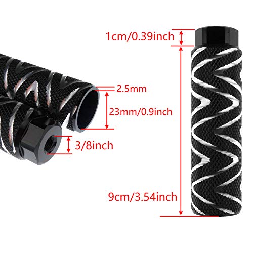 Zelerdo 4 Pack Aluminum Alloy Bike Pegs Foot Pedals Backseats Stands Fit 3/8 inch Axles (Black Mixed Silver, 100x28 mm) - Image 2
