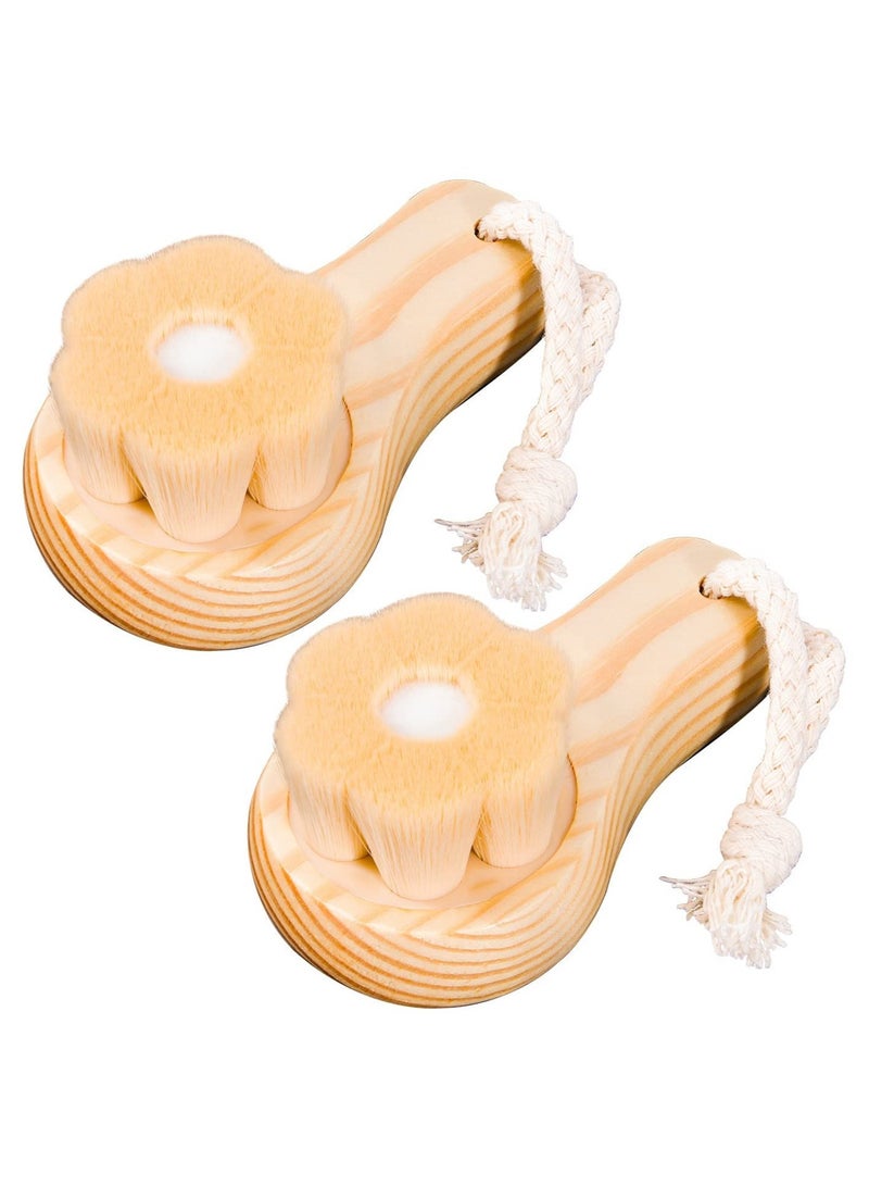 SYOSI Facial Cleansing Brush for Face Exfoliation, Excefore 2 Pack Ultra Fine Soft Bristle Face Brush for Deep Pore Cleansing, Wooden Handle Skin Cleaning Scrubbers for Men and Women - Image 1