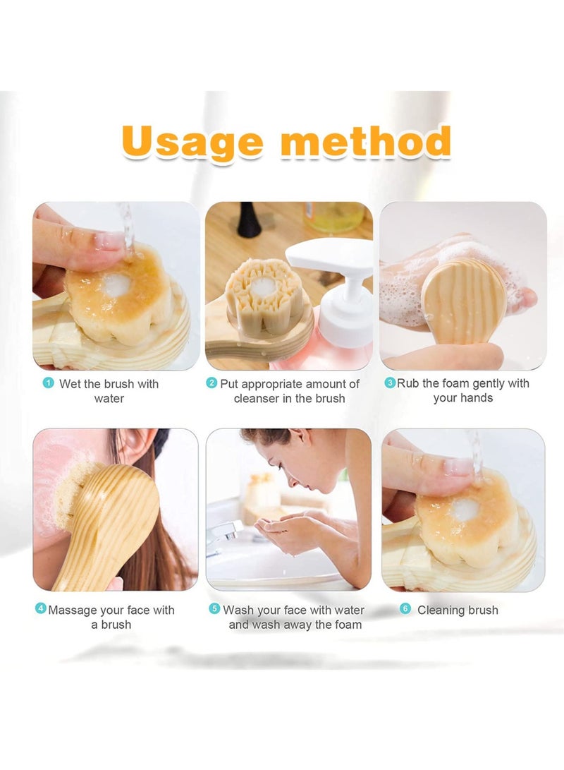SYOSI Facial Cleansing Brush for Face Exfoliation, Excefore 2 Pack Ultra Fine Soft Bristle Face Brush for Deep Pore Cleansing, Wooden Handle Skin Cleaning Scrubbers for Men and Women - Image 2