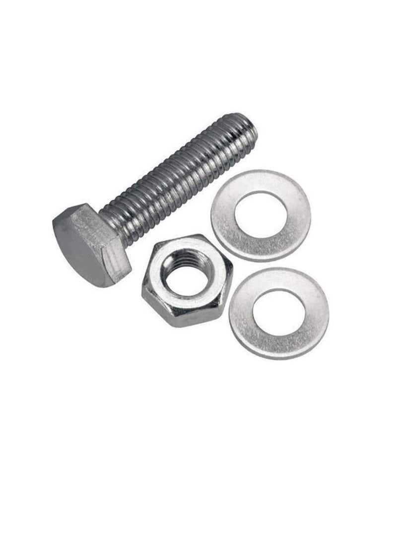 12 pcs Hex Head Screw Bolts Nuts & Washers Fully Thread GI Plain Finish Bolt Set. (8, 100M) - Image 1