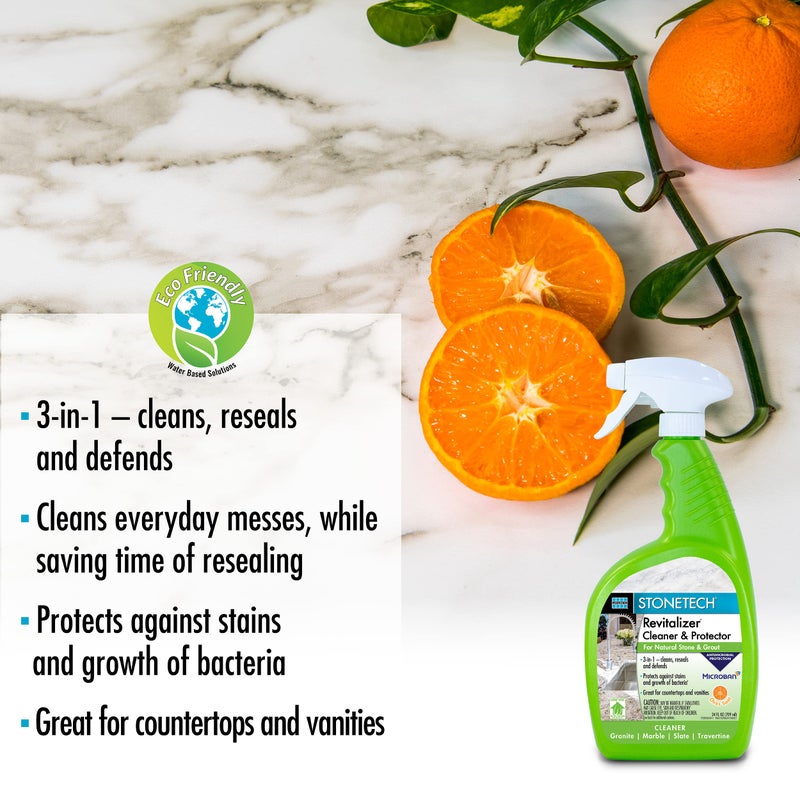 StoneTech Revitalizer Cleaner and Protector for Natural Stone Countertops and Surfaces, 24-Ounce Spray, Citrus Scent - Image 2