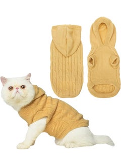 PUPTECK PUPTECK Winter Dog Cat Sweater Coat - Soft Cold Weather Clothes Knitwear for Kitties & Small Dogs Indoor Outdoor Walking Warm, Knitted Classic for Doggies Kitties Girls Boys, Cream M  - Image 1