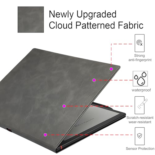 GOVTVA حافظة GOVTVA المغناطيسية لجهاز Onyx Boox Note Air 5 C/Note Air 4 C/Note Air 3 C (تم إصدارها في 2025/2024/2023) غلاف جلد رقيق وخفيف الوزن مع خاصية النوم/الاستيقاظ التلقائي وإغلاق مغناطيسي (رمادي) - Image 3