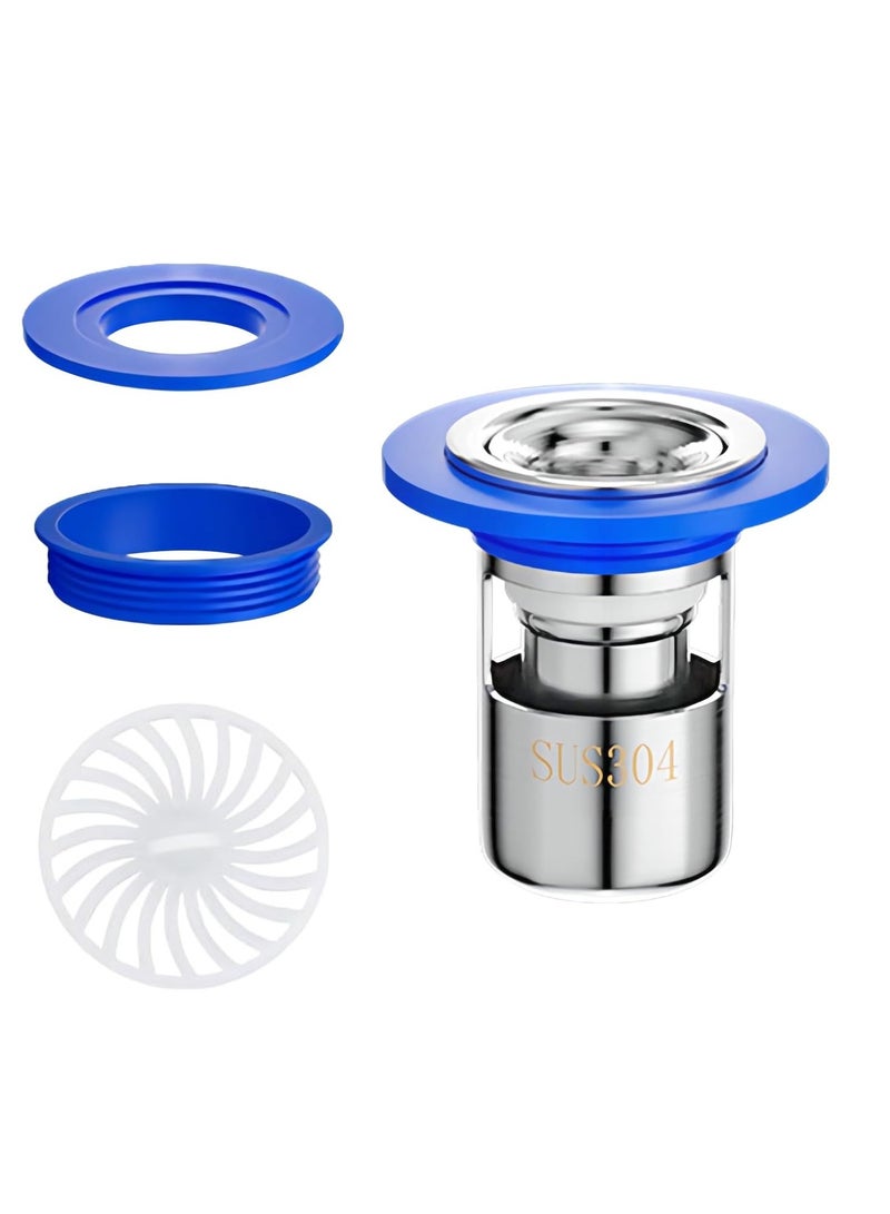 KASTWAVE نواة تصريف أرضي مانعة للرائحة من الفولاذ المقاوم للصدأ 304، غطاء مانع للرائحة لمجاري الصرف مع حلقة إحكام، مانع لتدفق الماء العكسي للتصريف الأرضي، مناسب للمطبخ والحمام (32 مم) - Image 1