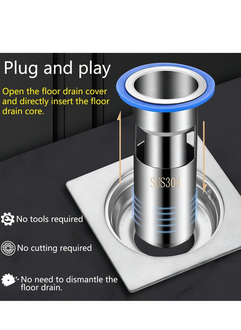 KASTWAVE نواة تصريف أرضي مانعة للرائحة من الفولاذ المقاوم للصدأ 304، غطاء مانع للرائحة لمجاري الصرف مع حلقة إحكام، مانع لتدفق الماء العكسي للتصريف الأرضي، مناسب للمطبخ والحمام (32 مم) - Image 5